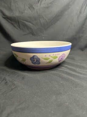 Bella Gibson Floral Ceramic Serving Bowl in Blue and Lavender
